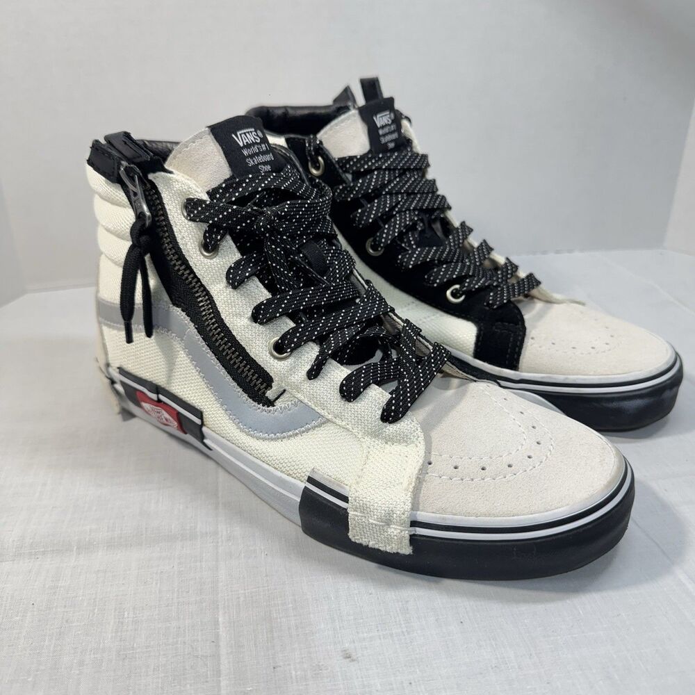 Vans Sk8-Hi Reissue Cap Reflective Shoes Mens 8 Marshmallow/Black Skater Sneaker